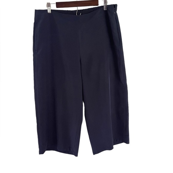 J. Jill Wide Leg Cropped Ankle Navy Blue Pants Modal Blend‎ Petite Large PL - Picture 1 of 10